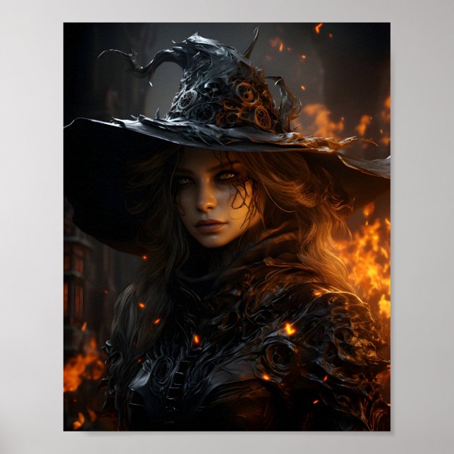 Beautiful Female Halloween Witch Awesome Portrait Poster (Front)