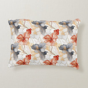 Beautiful Feminine Peach Blue and White Floral Decorative Cushion