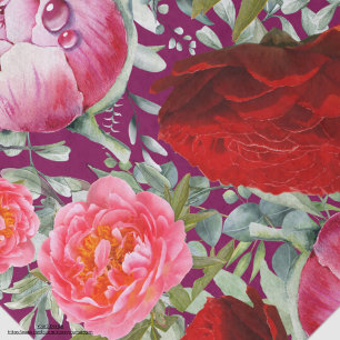 Beautiful feminine vibrant Peonies Roses Red Pink Tissue Paper