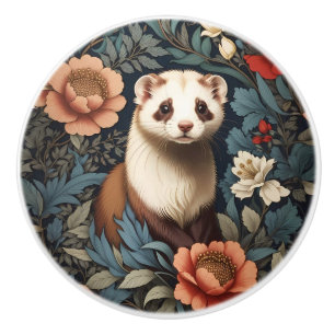 Beautiful Ferret William Morris Inspired Ceramic Knob