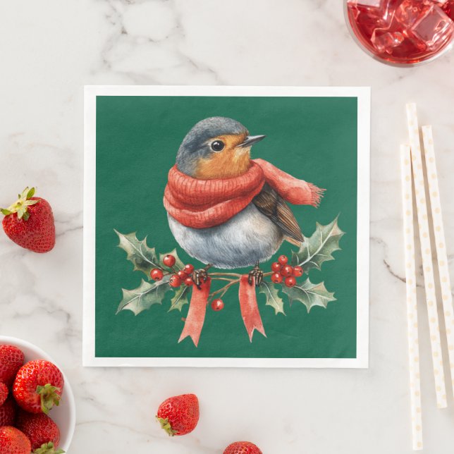 Beautiful Festive Bird Napkin (Insitu)