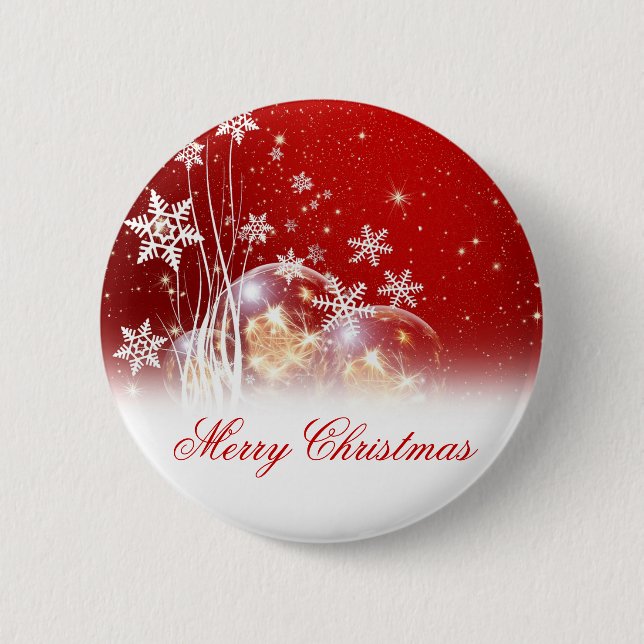 Beautiful festive “Merry Christmas” illustration 6 Cm Round Badge (Front)