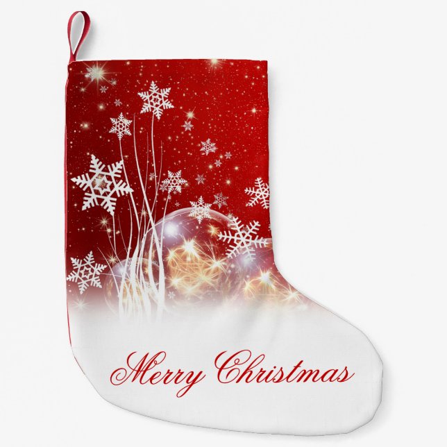 Beautiful festive “Merry Christmas” illustration Small Christmas Stocking (Front)
