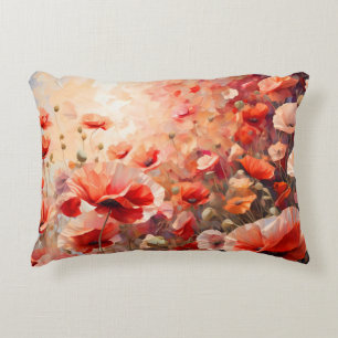 Beautiful Field of Poppy Designer  Decorative Cushion