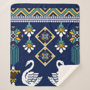 Beautiful figure tribal Ukrainian geometric ethnic Sherpa Blanket