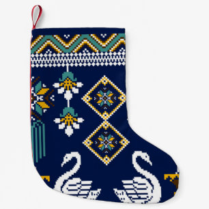 Beautiful figure tribal Ukrainian geometric ethnic Small Christmas Stocking
