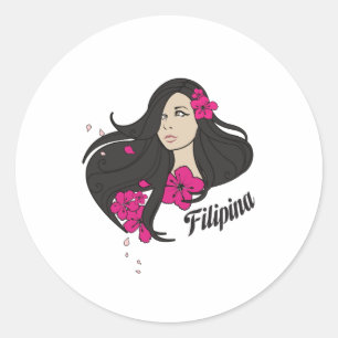 Beautiful Filipina Graphic Tee Classic Round Sticker