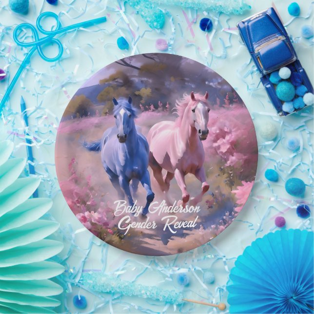 Beautiful Filly or Colt Gender Reveal Paper Plate (Party)