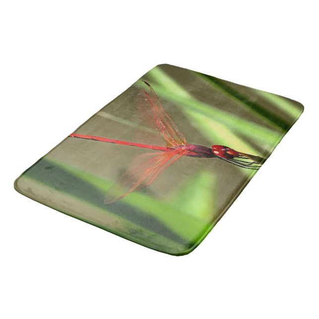 Beautiful Firecracker Dragonfly Acrylic Painting Bath Mat (Angled)