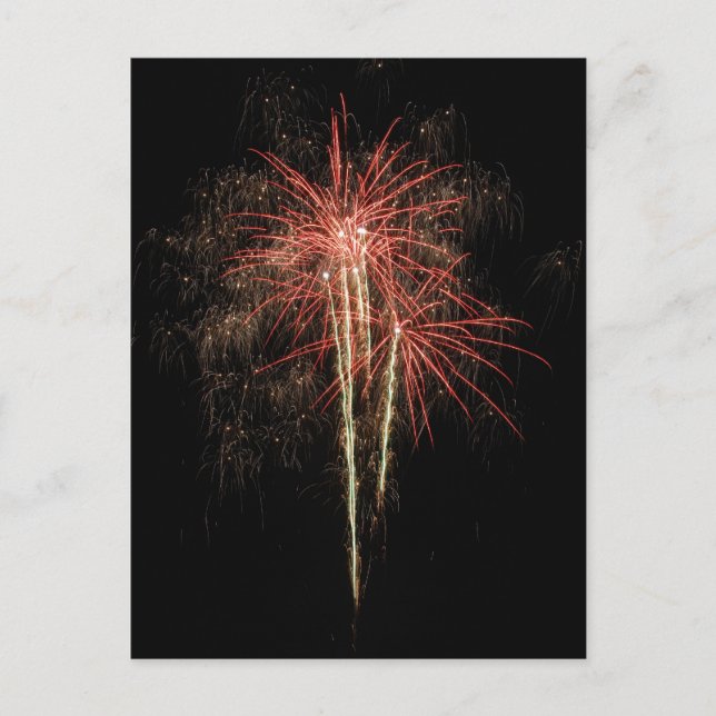 Beautiful fireworks on the black sky background postcard (Front)