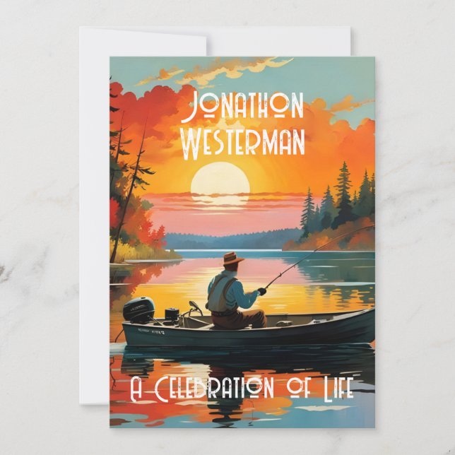 Beautiful Fishing Celebration of Life Invitation (Front)