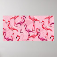 Beautiful Flamingo Bird Pink Seamless Pattern illu