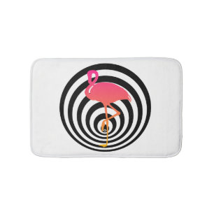 Beautiful flamingo in circles bath mat