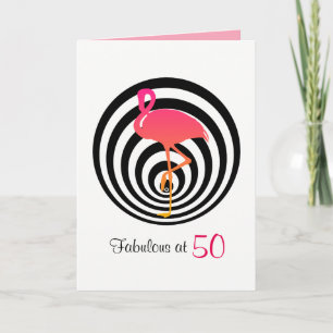 Beautiful flamingo in circles Birthday Card