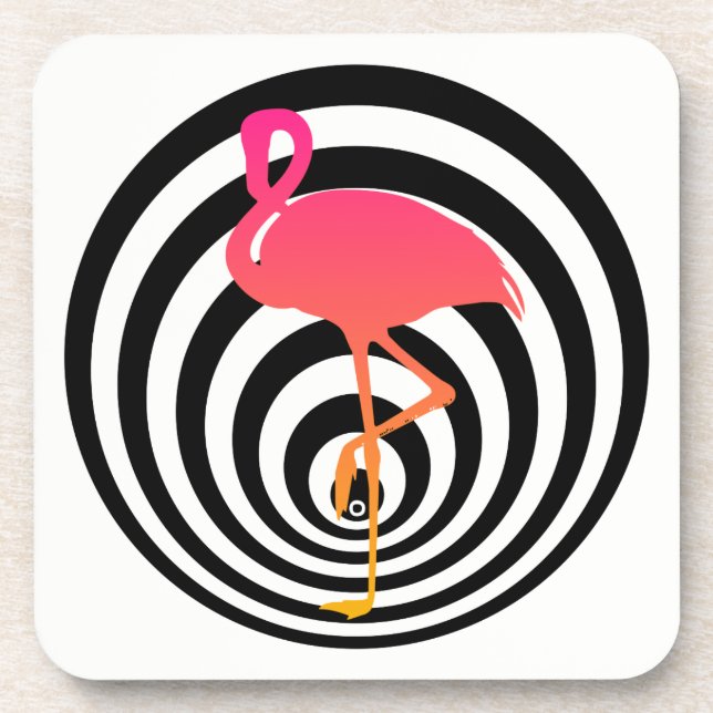 Beautiful flamingo in circles coaster (Front)
