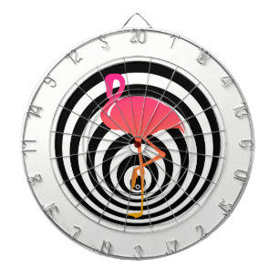 Beautiful flamingo in circles dartboard