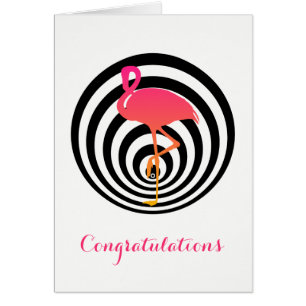 Beautiful flamingo in circles greeting card