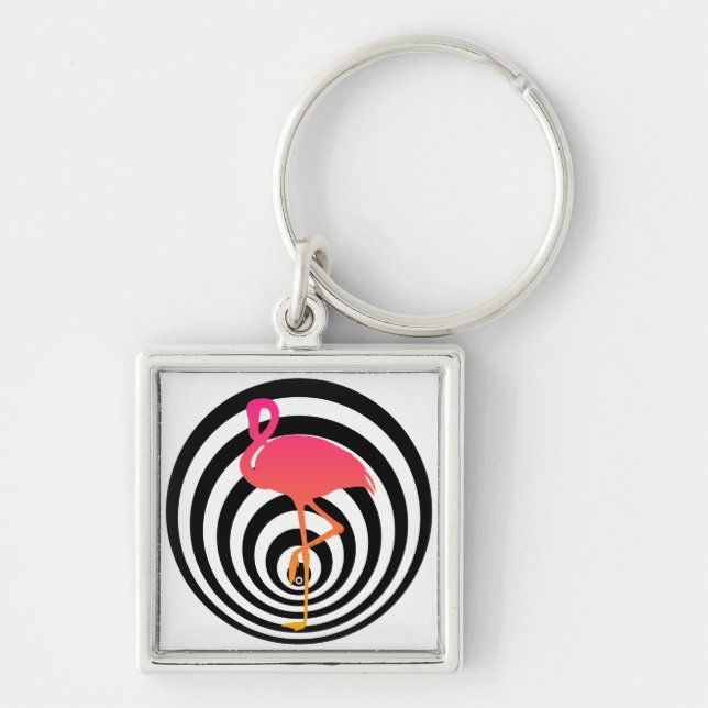 Beautiful flamingo in circles key ring (Front)