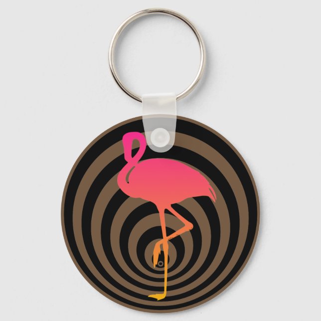Beautiful flamingo in circles key ring (Front)