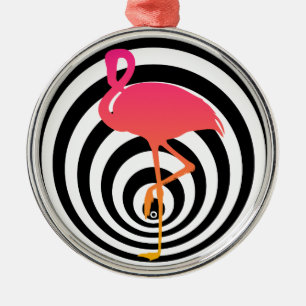 Beautiful flamingo in circles metal tree decoration