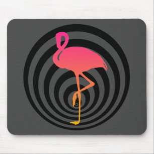 Beautiful flamingo in circles mouse pad