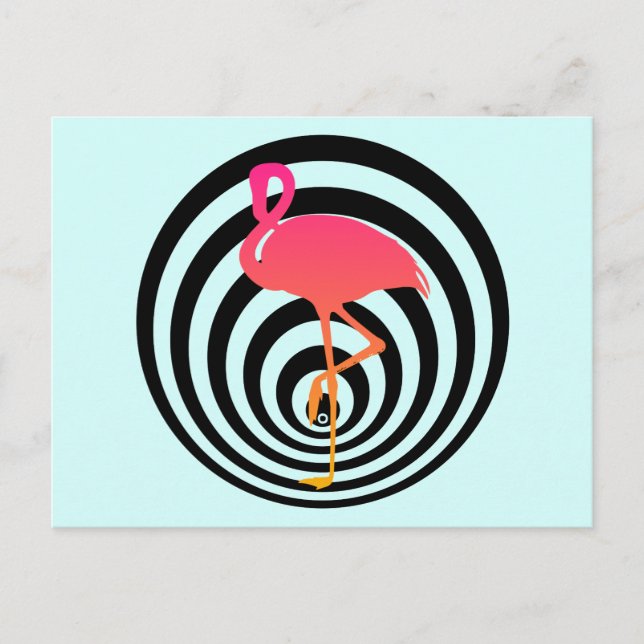 Beautiful flamingo in circles postcard (Front)
