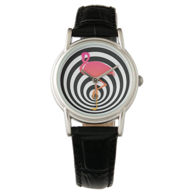Beautiful flamingo in circles watch (Front)