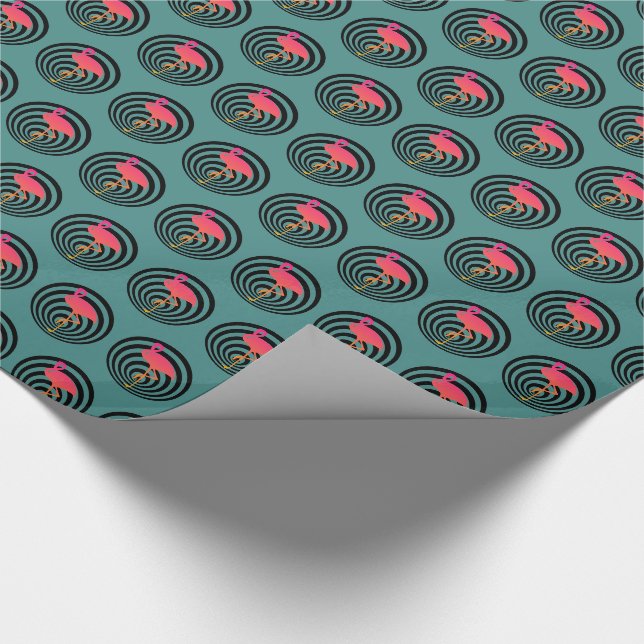 Beautiful flamingo in circles wrapping paper (Corner)