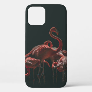BEAUTIFUL FLAMINGO ON DARK BACKGROUND iPhone 12 CASE