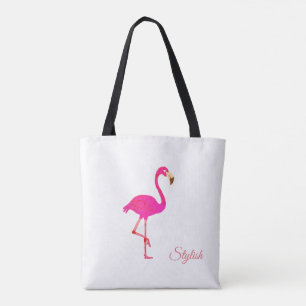 Beautiful Flamingo & Stylish Calligraphy on White Tote Bag