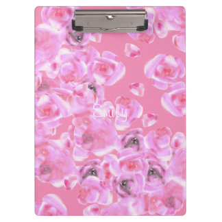 Beautiful Floating Pink Roses Personalised Clipboard