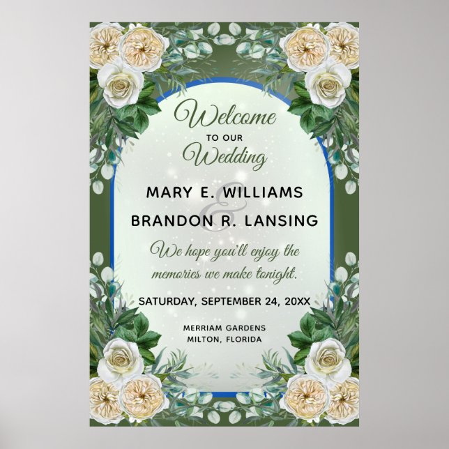 Beautiful Floral 24"x36" Welcome Poster (Green) (Front)