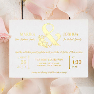 Beautiful Floral Ampersand Typography Wedding Gold
