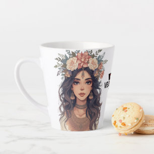Beautiful Floral Anime Girl – Soft Pastel Aesthe Latte Mug
