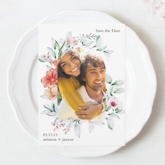 Beautiful Floral Arch Photo Wedding Save The Date (Creator Uploaded)