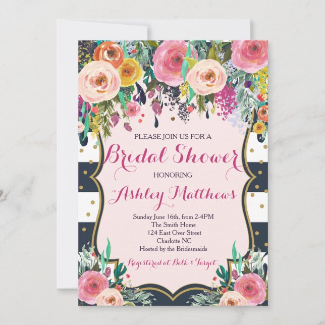 Beautiful Floral Baby Shower Invitation, Baby Invitation (Front)