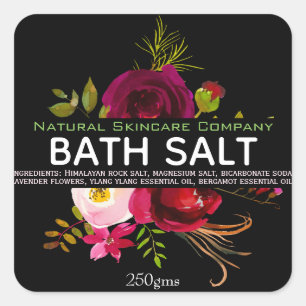 Beautiful Floral Bath Salt Square Sticker