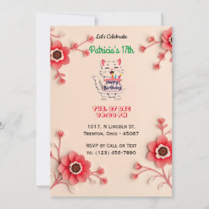 Beautiful Floral Birthday Card with Pink Flowers