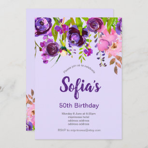 beautiful floral birthday party invitation