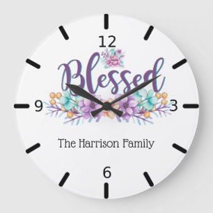 Beautiful Floral Blessed Large Clock