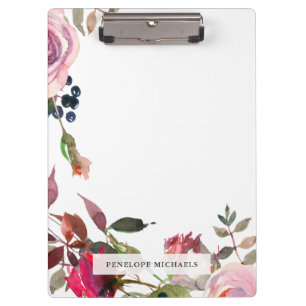 Beautiful Floral Border and Name Clipboard