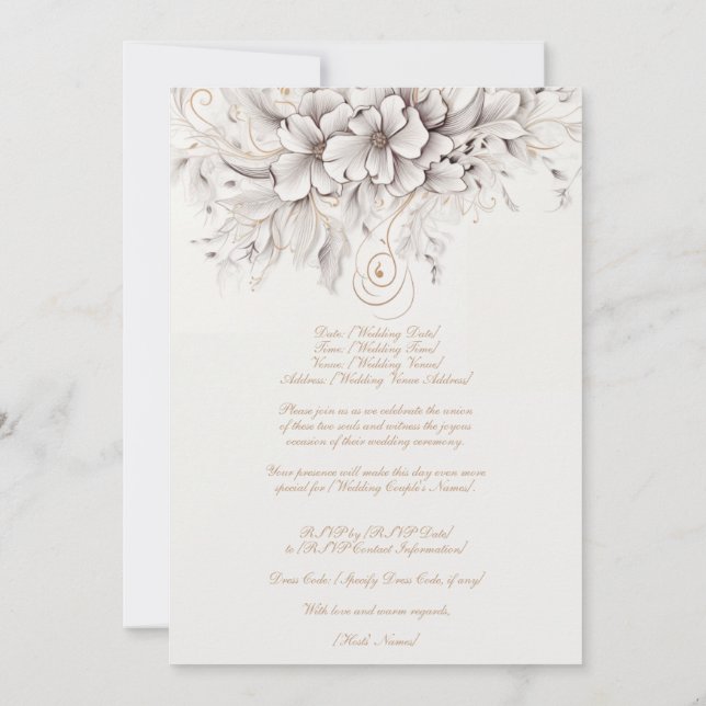 Beautiful Floral Botanical Wedding invitation  (Back)