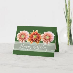 Beautiful Floral Bouquet Orange Dahlias Birthday Card