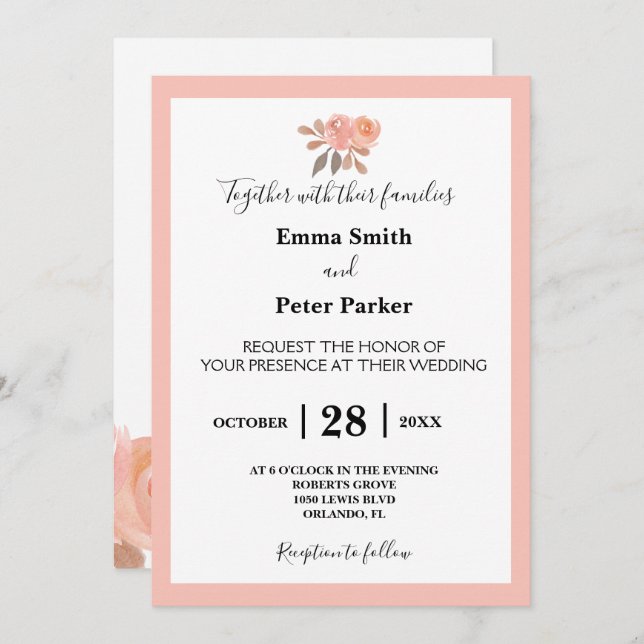 Beautiful Floral Bouquet Wedding Invitation (Front/Back)