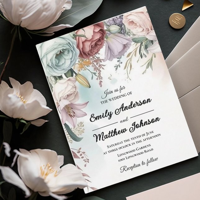 Beautiful Floral Bouquet Wedding Invitation (Creator Uploaded)