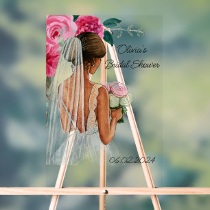 beautiful floral bridal shower  acrylic sign