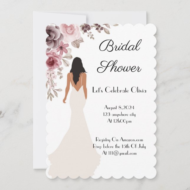 beautiful floral bridal shower invitation (Front)