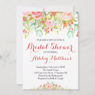 Beautiful Floral Bridal Shower Invitation, Baby Invitation