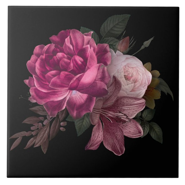 Beautiful Floral  Ceramic Tile (Front)