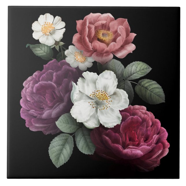 Beautiful Floral  Ceramic Tile (Front)